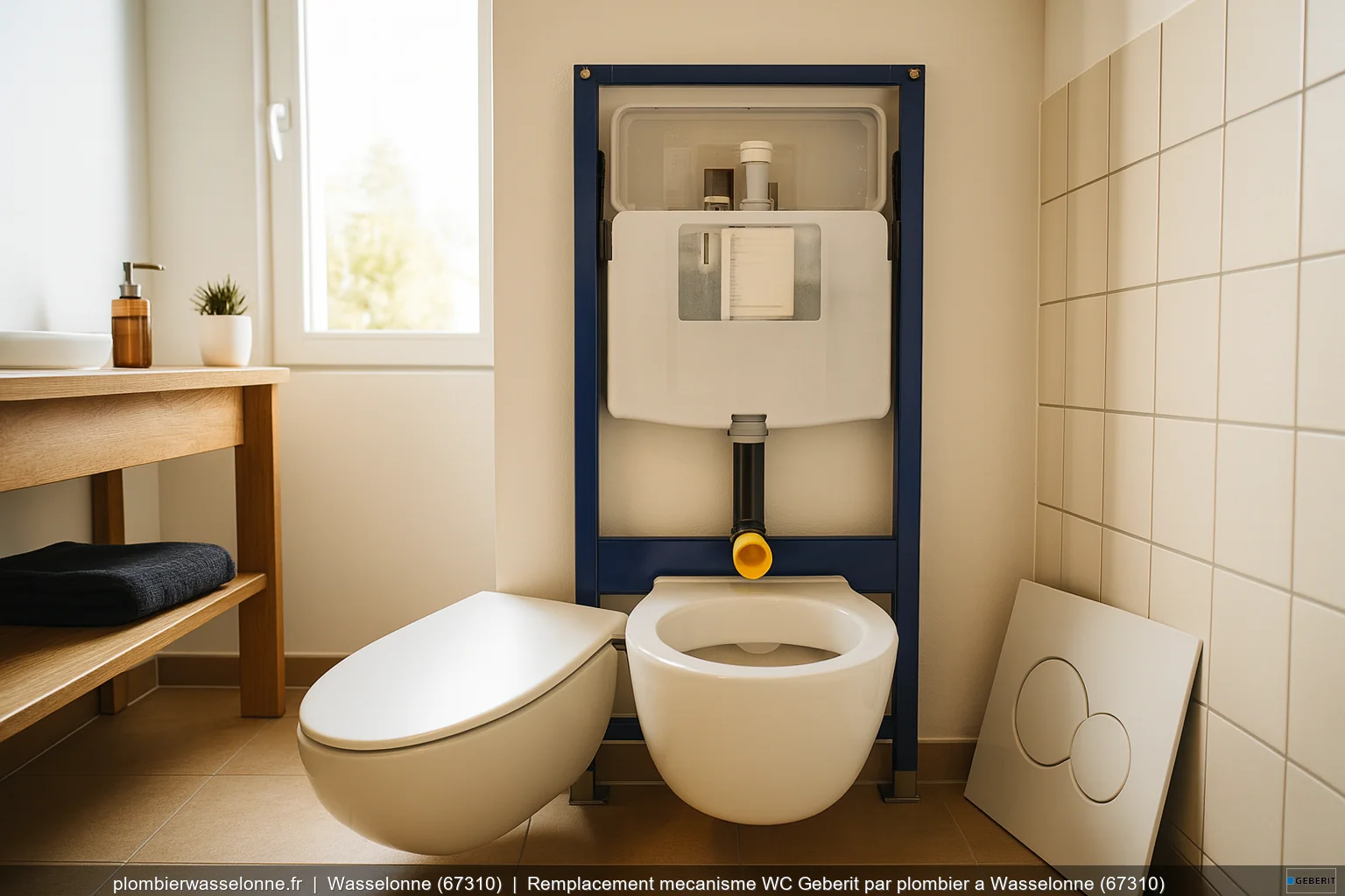 Remplacement mecanisme WC Geberit par plombier a Wasselonne (67310)